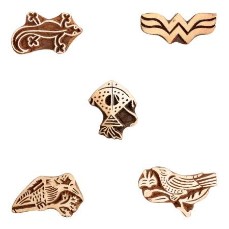 Set of 5 Piece New Mix Wooden Printing Block